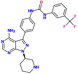 (image for) MC003820 3-(4-{4-Amino-1-[(3R)-piperidin-3-yl]-1H-pyrazolo[3,4-d]pyrimidin-3-yl}phenyl)-1-[3-(trifluoromethyl)phenyl]urea